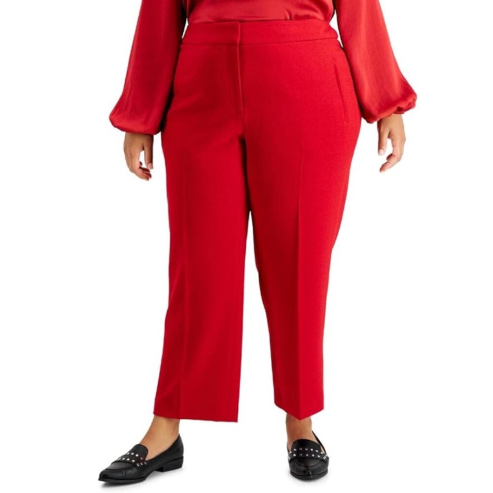 NWT Bar III Womens Red Crepe Straight Leg Pants 18W PLUS SIZE